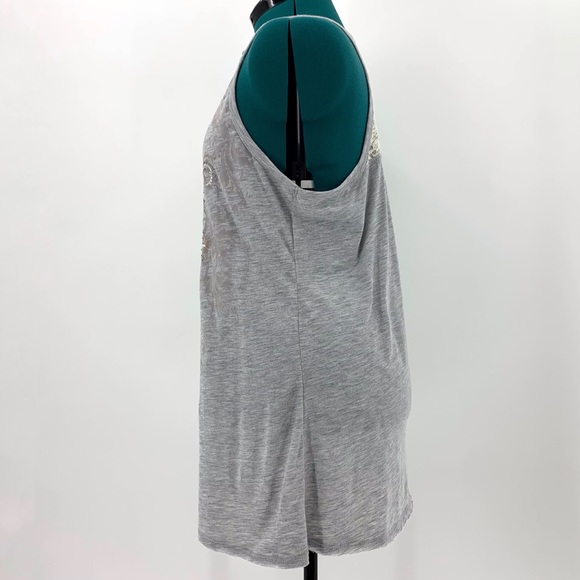 Maurices Grey Textured and Bejewelled Lace Back Tank Top, Large - Picture 5 of 16